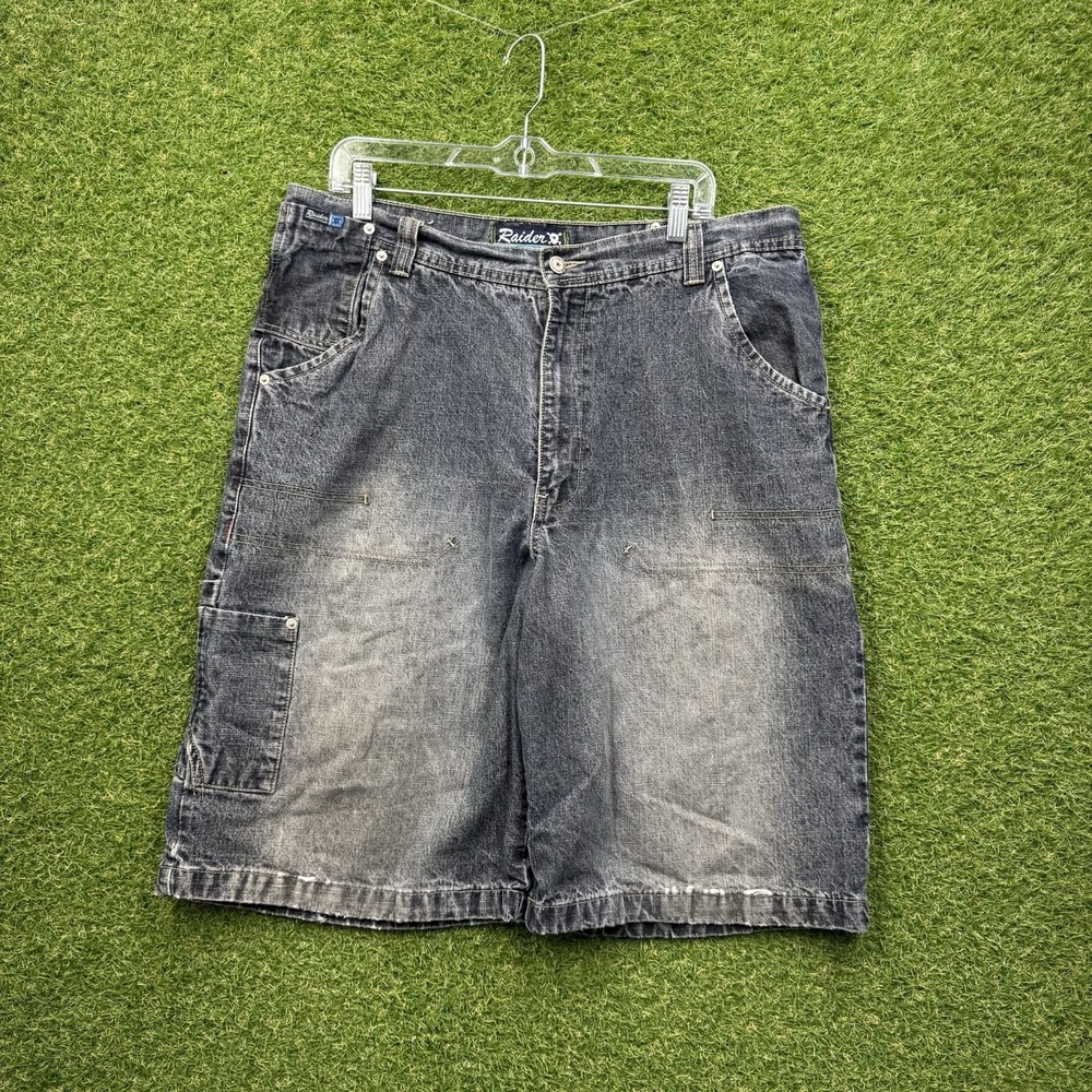 Vintage Raider Jean Shorts Mens 38 Cargo Grunge Skater y2k Baggy 2000s Wide Leg